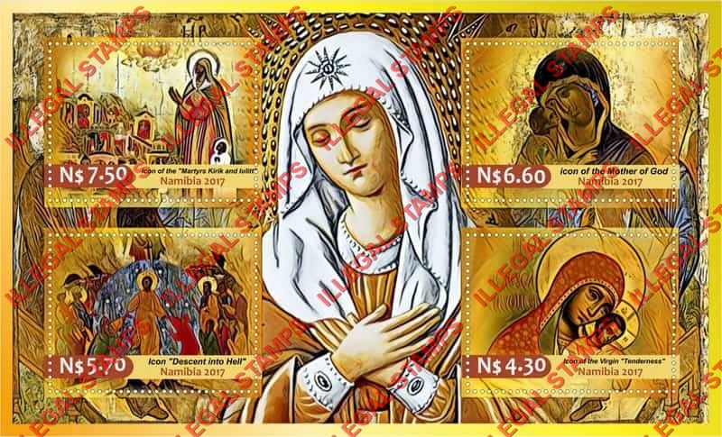 Namibia 2017 Paintings of Religious Icons of Russia Illegal Stamp Souvenir Sheet of 4