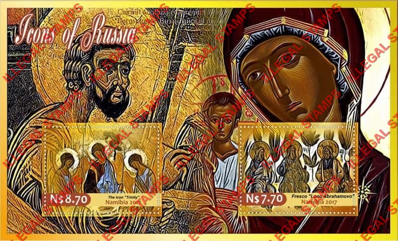 Namibia 2017 Paintings of Religious Icons of Russia Illegal Stamp Souvenir Sheet of 2