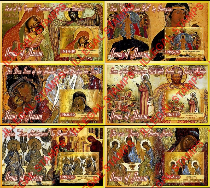 Namibia 2017 Paintings of Religious Icons of Russia Illegal Stamp Souvenir Sheets of 1
