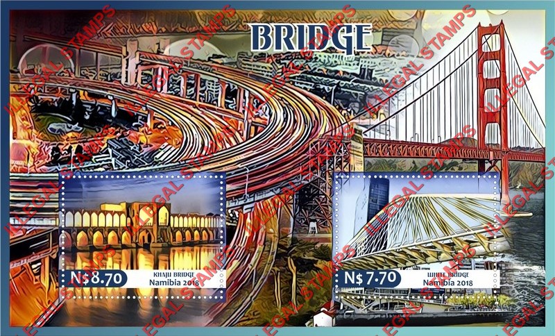 Namibia 2018 Bridges Illegal Stamp Souvenir Sheet of 2