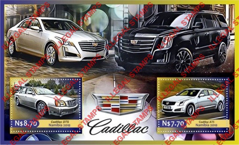 Namibia 2018 Cadillac Cars Illegal Stamp Souvenir Sheet of 2