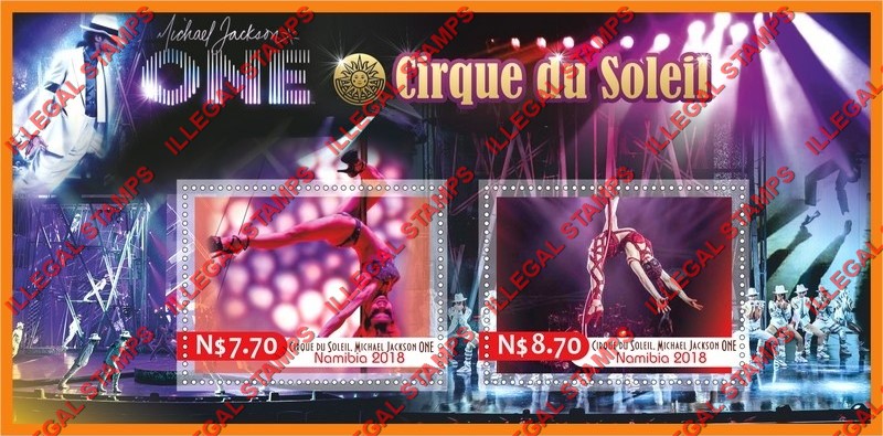 Namibia 2018 Circus Cirque du Soleil Michael Jackson ONE Illegal Stamp Souvenir Sheet of 2