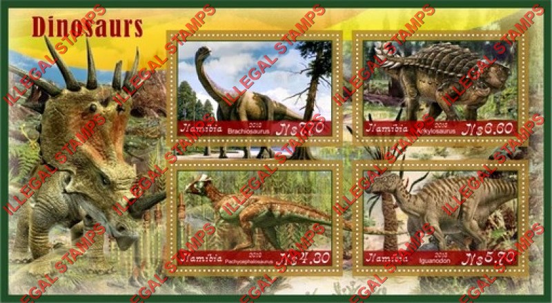 Namibia 2018 Dinosaurs Illegal Stamp Souvenir Sheet of 4