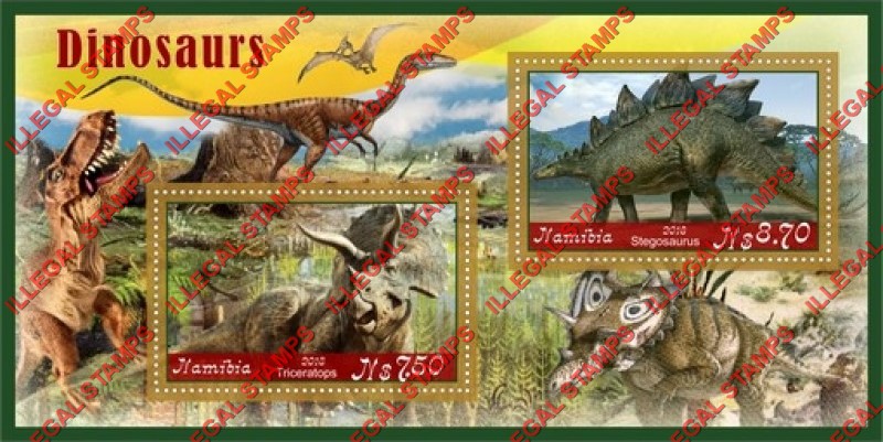Namibia 2018 Dinosaurs Illegal Stamp Souvenir Sheet of 2