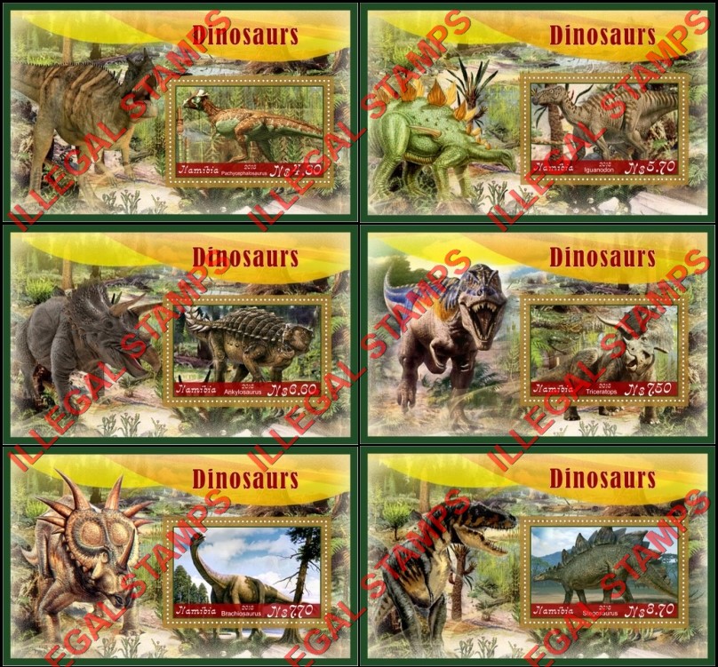 Namibia 2018 Dinosaurs Illegal Stamp Souvenir Sheets of 1
