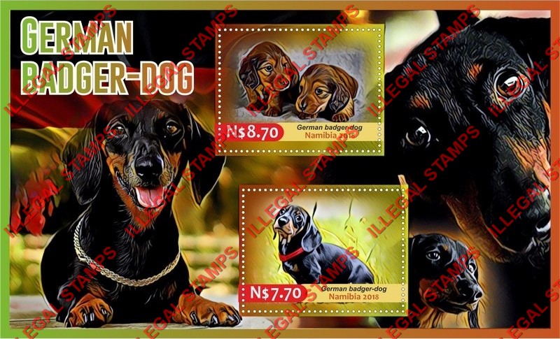 Namibia 2018 Dogs German Badger Illegal Stamp Souvenir Sheet of 2