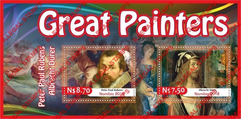 Namibia 2018 Great Painters Illegal Stamp Souvenir Sheet of 2