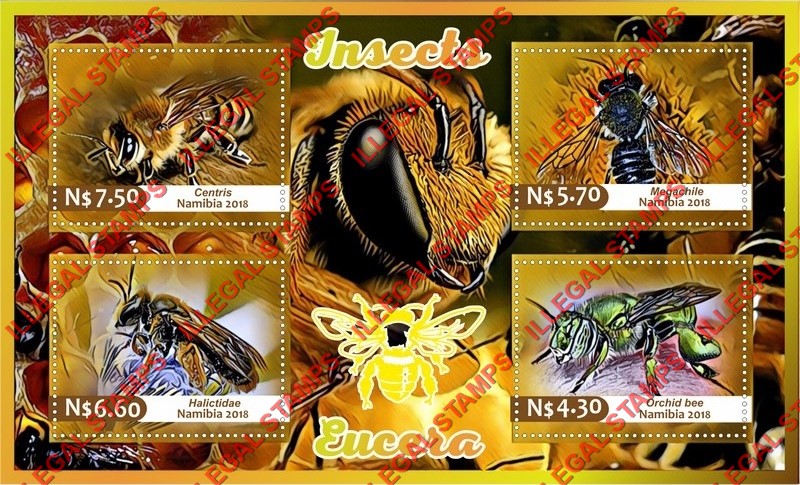 Namibia 2018 Insects Illegal Stamp Souvenir Sheet of 4