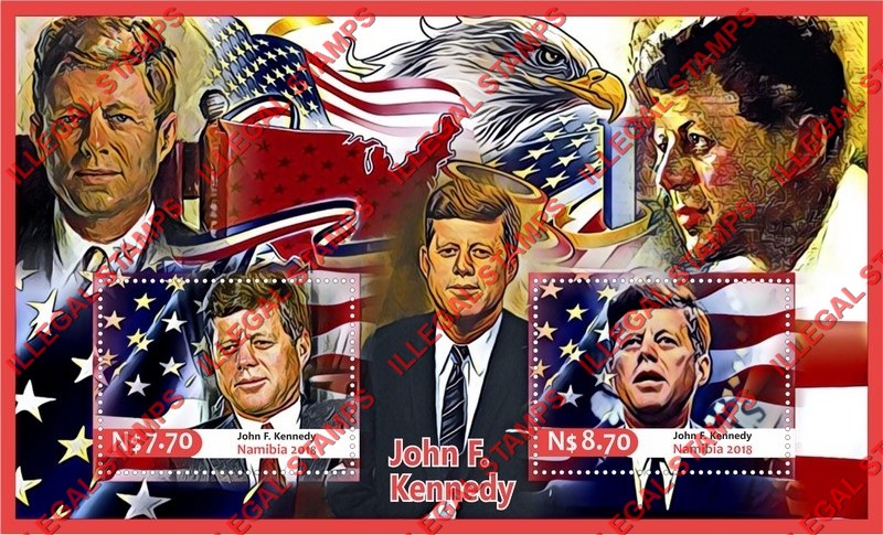 Namibia 2018 John F. Kennedy (different) Illegal Stamp Souvenir Sheet of 2
