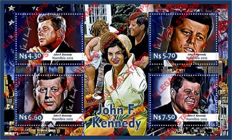 Namibia 2018 John F. Kennedy Illegal Stamp Souvenir Sheet of 4