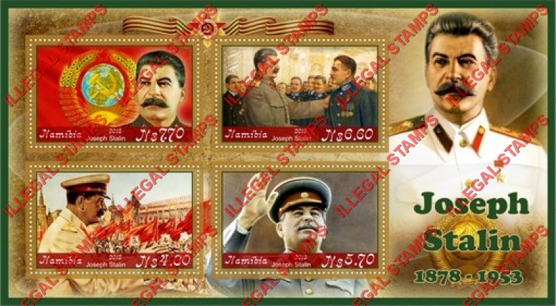 Namibia 2018 Joseph Stalin (different) Illegal Stamp Souvenir Sheet of 4
