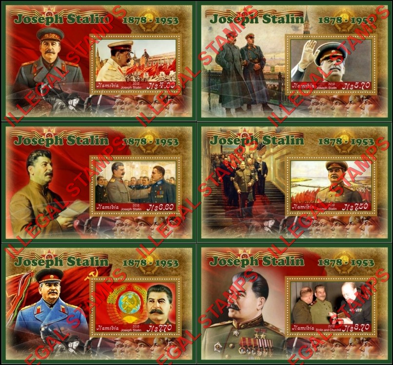 Namibia 2018 Joseph Stalin (different) Illegal Stamp Souvenir Sheets of 1