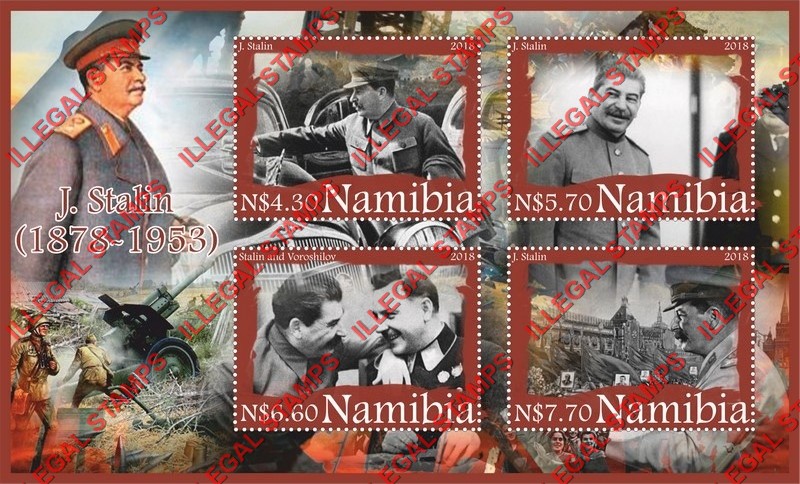 Namibia 2018 Joseph Stalin Illegal Stamp Souvenir Sheet of 4