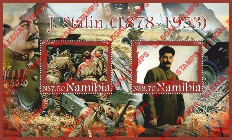 Namibia 2018 Joseph Stalin Illegal Stamp Souvenir Sheet of 2