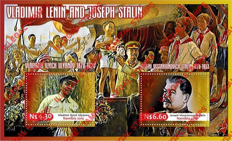 Namibia 2018 Lenin and Stalin Illegal Stamp Souvenir Sheet of 2