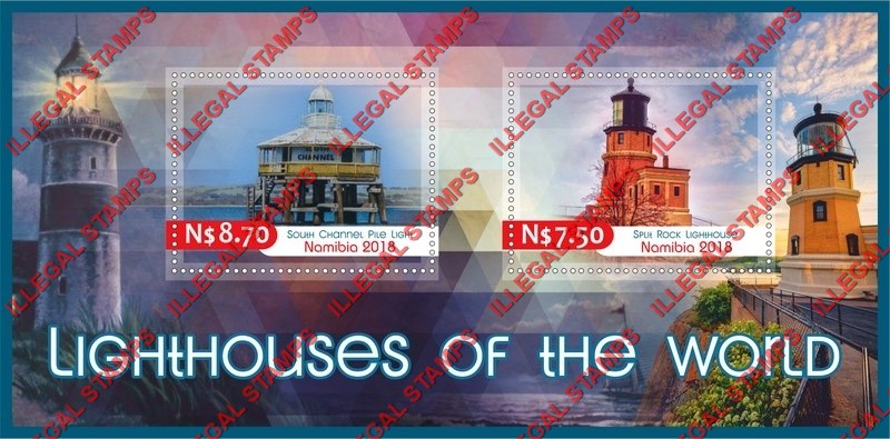 Namibia 2018 Lighthouses of the World Illegal Stamp Souvenir Sheet of 2