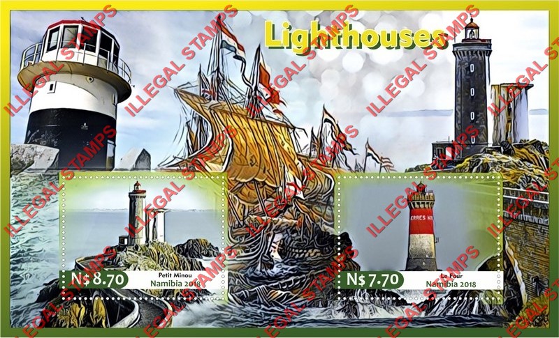 Namibia 2018 Lighthouses Illegal Stamp Souvenir Sheet of 2
