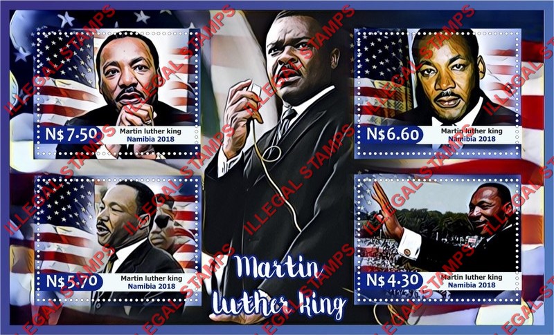Namibia 2018 Martin Luther King Illegal Stamp Souvenir Sheet of 4