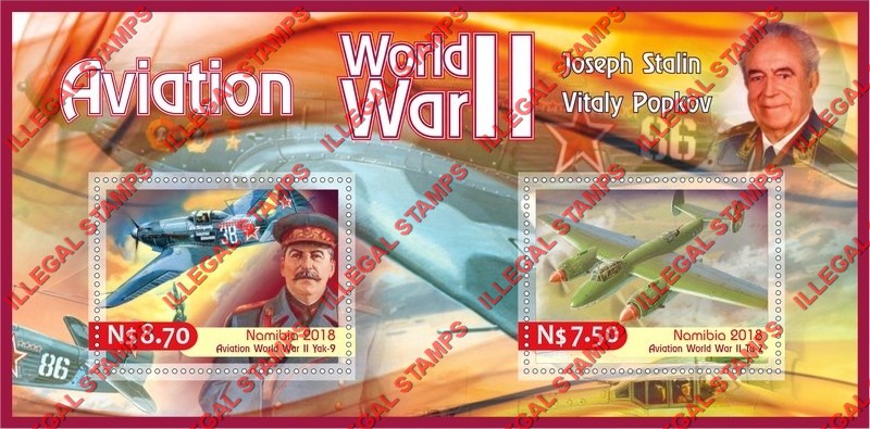 Namibia 2018 Military Aviation of World War II (different) Illegal Stamp Souvenir Sheet of 2