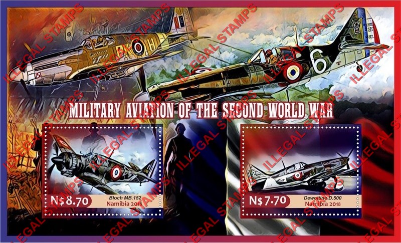 Namibia 2018 Military Aviation of World War II Illegal Stamp Souvenir Sheet of 2