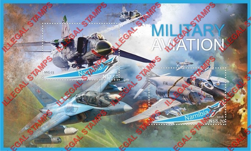 Namibia 2018 Military Aviation Illegal Stamp Souvenir Sheet of 2