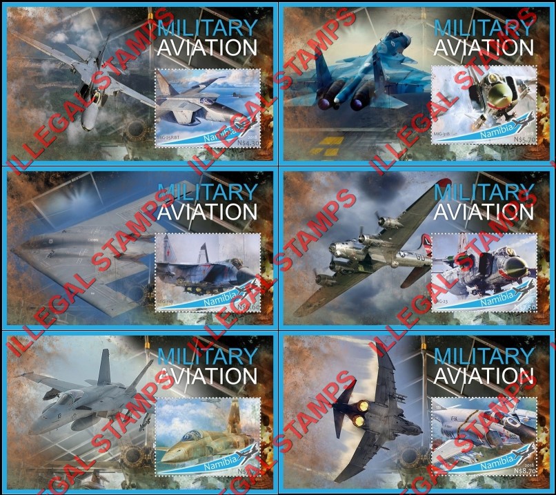 Namibia 2018 Military Aviation Illegal Stamp Souvenir Sheets of 1
