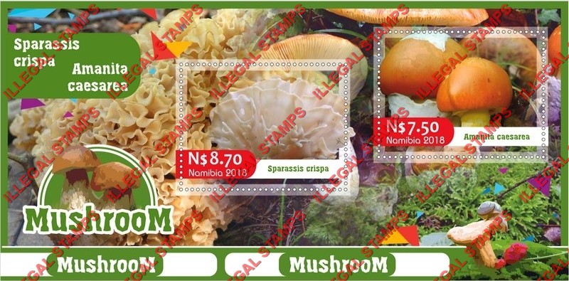 Namibia 2018 Mushrooms (different) Illegal Stamp Souvenir Sheet of 2
