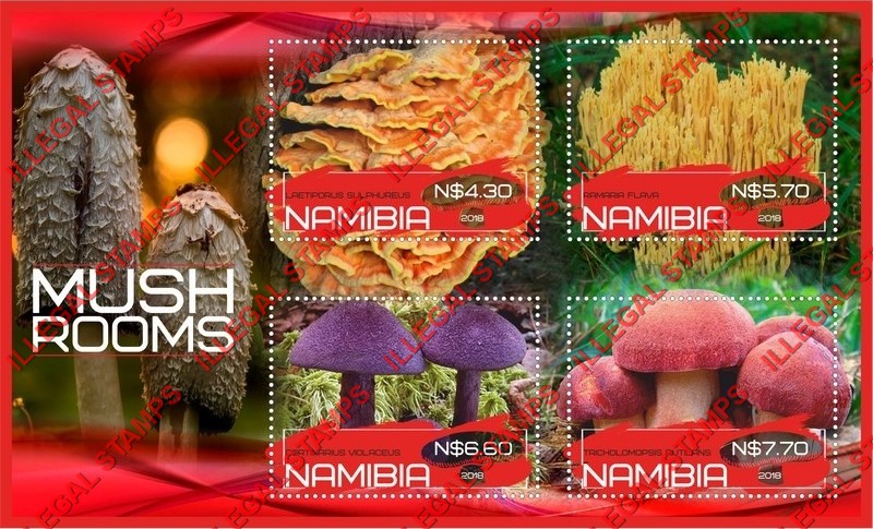 Namibia 2018 Mushrooms Illegal Stamp Souvenir Sheet of 4