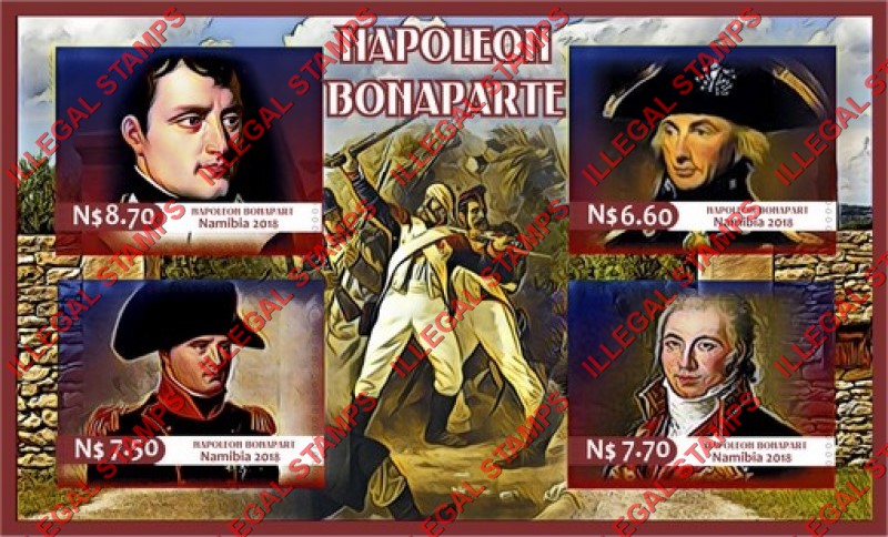 Namibia 2018 Napoleon Bonaparte Illegal Stamp Souvenir Sheet of 4