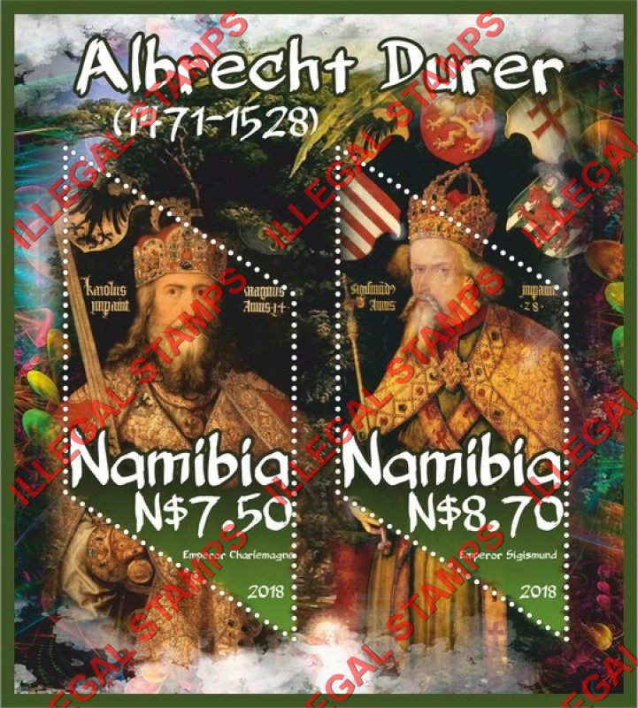 Namibia 2018 Paintings by Albrecht Durer Illegal Stamp Souvenir Sheet of 2