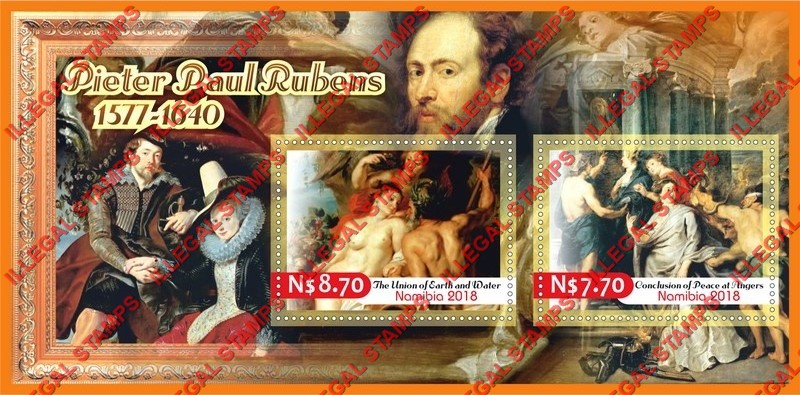 Namibia 2018 Paintings by Peter Paul Rubens Illegal Stamp Souvenir Sheet of 2