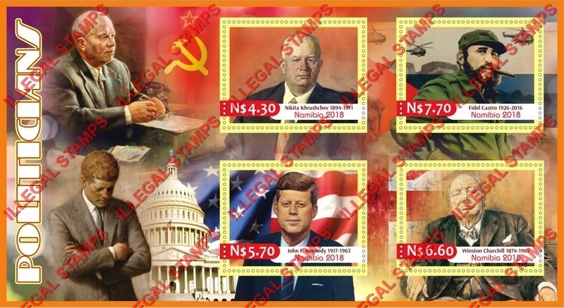 Namibia 2018 Politicians Illegal Stamp Souvenir Sheet of 4