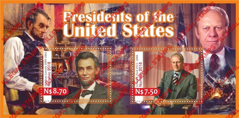 Namibia 2018 Presidents of the United States Illegal Stamp Souvenir Sheet of 2