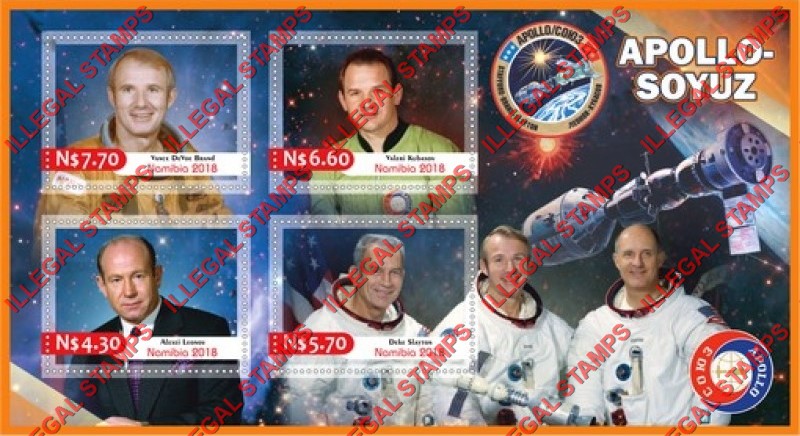 Namibia 2018 Space Apollo-Soyuz Astronauts Illegal Stamp Souvenir Sheet of 4