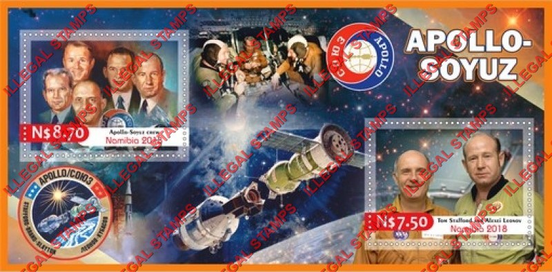Namibia 2018 Space Apollo-Soyuz Astronauts Illegal Stamp Souvenir Sheet of 2