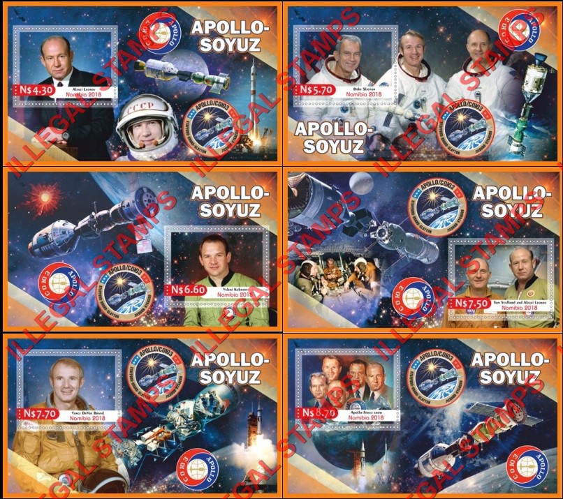 Namibia 2018 Space Apollo-Soyuz Astronauts Illegal Stamp Souvenir Sheets of 1