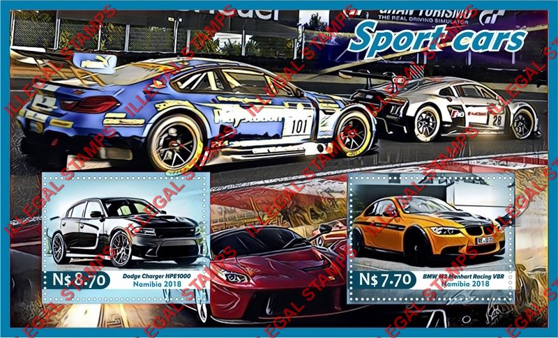Namibia 2018 Sport Cars Illegal Stamp Souvenir Sheet of 2
