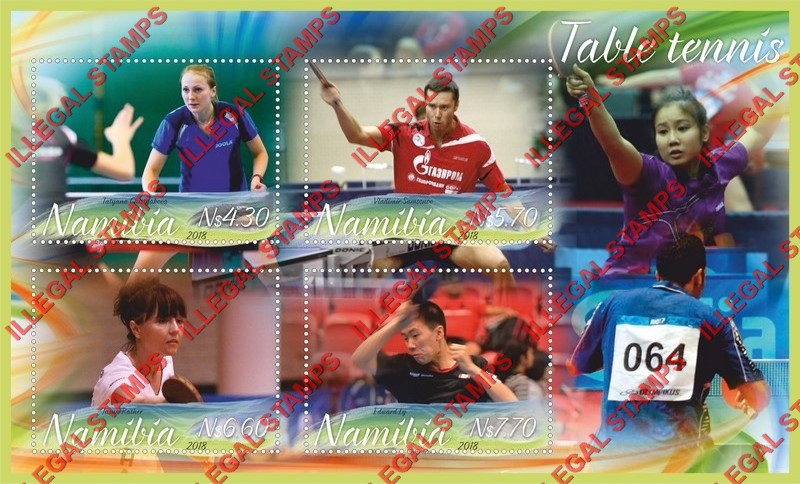 Namibia 2018 Table Tennis Illegal Stamp Souvenir Sheet of 4