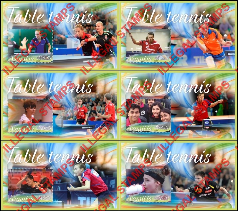 Namibia 2018 Table Tennis Illegal Stamp Souvenir Sheets of 1