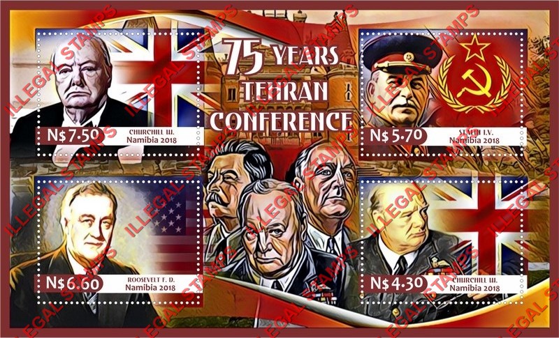 Namibia 2018 Tehran Conference Illegal Stamp Souvenir Sheet of 4