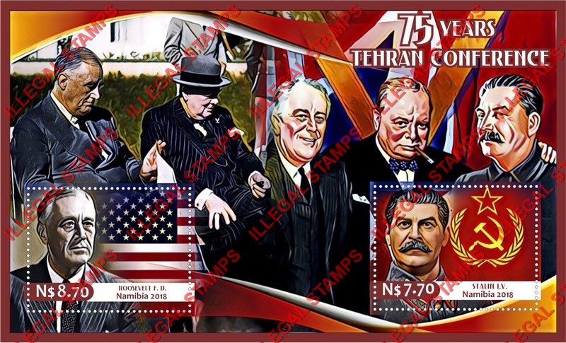 Namibia 2018 Tehran Conference Illegal Stamp Souvenir Sheet of 2