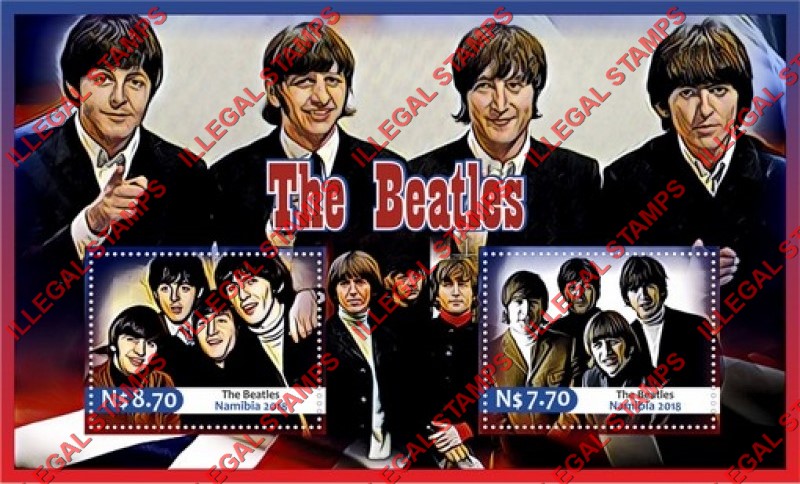 Namibia 2018 The Beatles Illegal Stamp Souvenir Sheet of 2