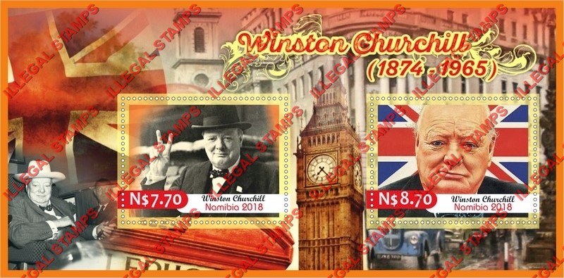 Namibia 2018 Winston Churchill Illegal Stamp Souvenir Sheet of 2