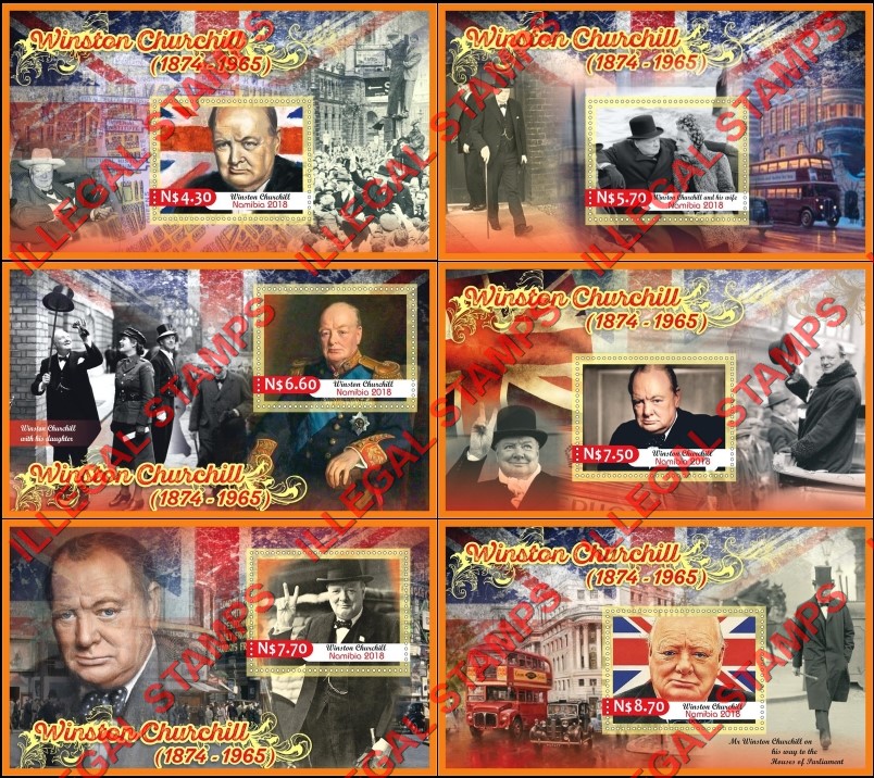 Namibia 2018 Winston Churchill Illegal Stamp Souvenir Sheets of 1