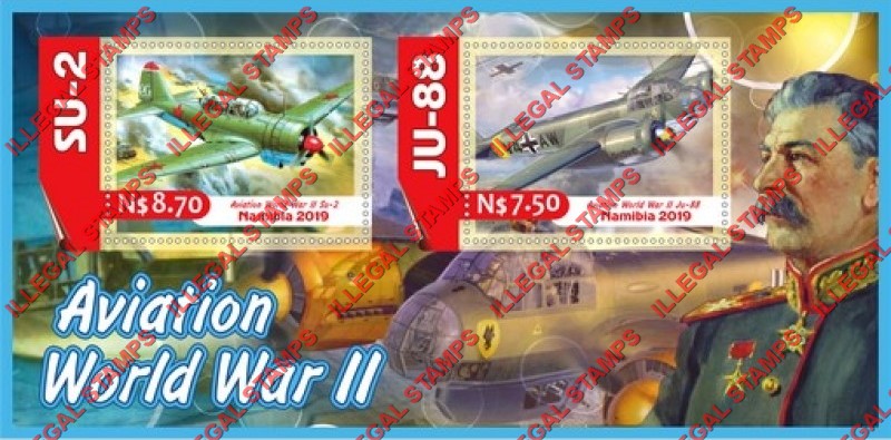 Namibia 2019 Aviation of World War II Illegal Stamp Souvenir Sheet of 2
