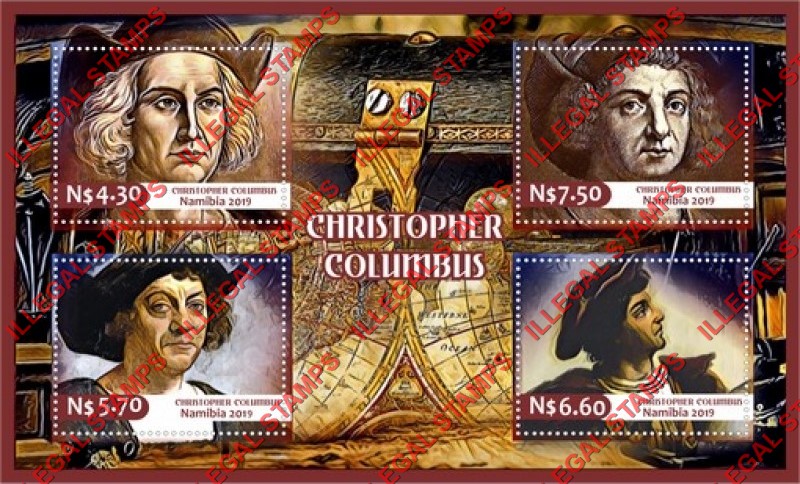 Namibia 2019 Christopher Columbus Illegal Stamp Souvenir Sheet of 4