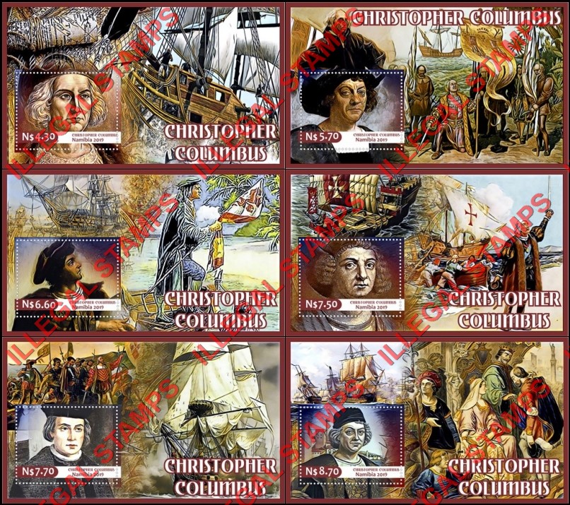Namibia 2019 Christopher Columbus Illegal Stamp Souvenir Sheets of 1