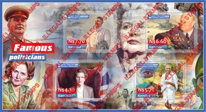 Namibia 2019 Famous Politicians Illegal Stamp Souvenir Sheet of 4