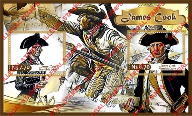 Namibia 2019 James Cook Illegal Stamp Souvenir Sheet of 2