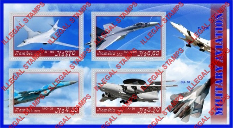 Namibia 2019 Military Aviation Illegal Stamp Souvenir Sheet of 4